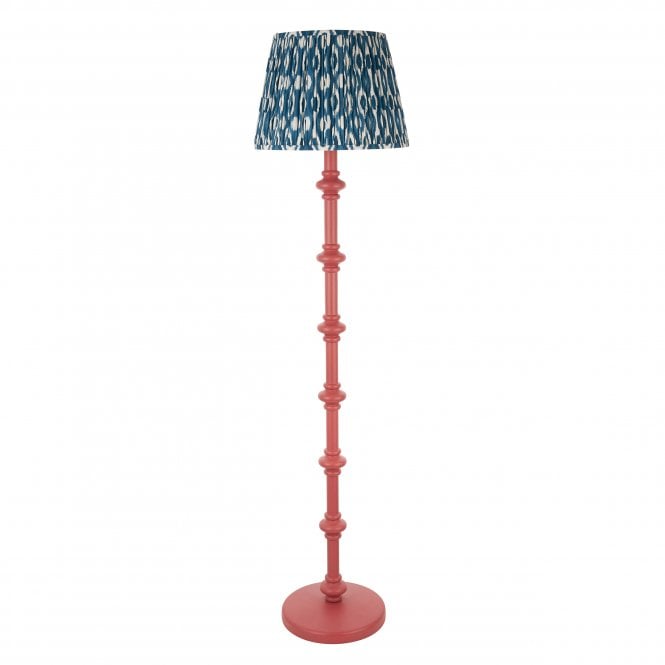 Carnaby Pink Clay Floor Lamp with Ikat Shade in Marlin Blue