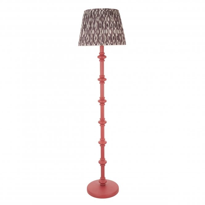 Carnaby Pink Clay Floor Lamp with Ikat Shade in Pearl Grey