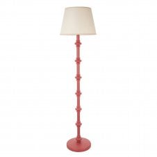 pink floor lamp with white tapered shade