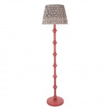 pink floor lamp with grey ripple pattern shade