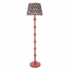 pink floor lamp with grey zigzag pattern shade