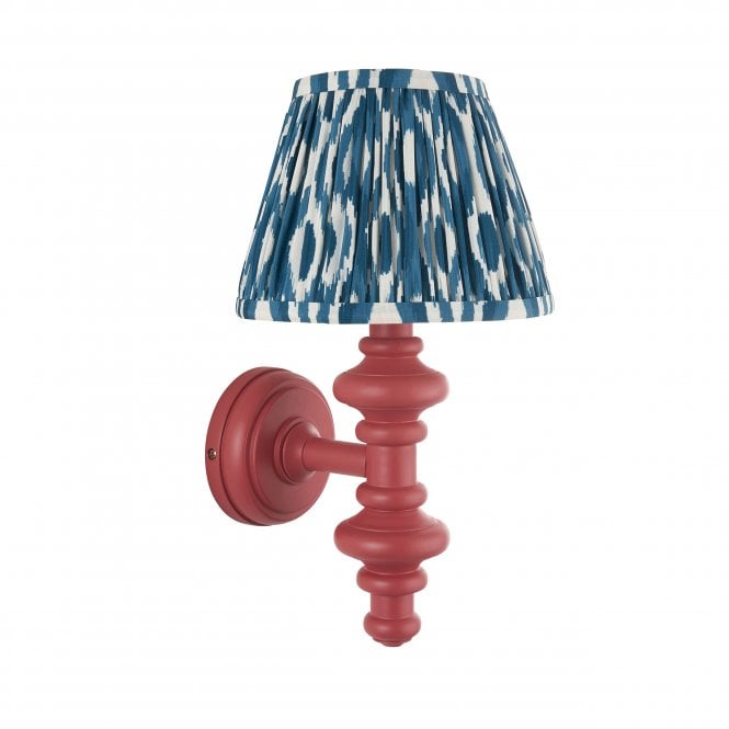 Carnaby Pink Clay Wall Light with Ikat Shade in Marlin Blue