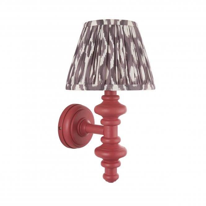 Carnaby Pink Clay Wall Light with Ikat Shade in Pearl Grey