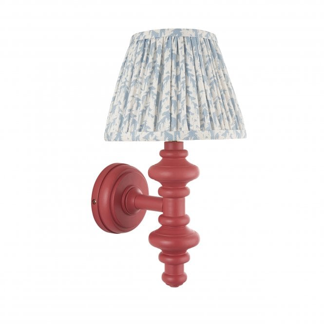 Carnaby Pink Clay Wall Light with Leaf Shade in Blue