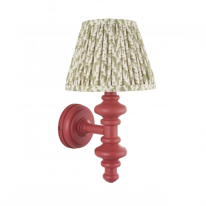 Carnaby Pink Clay Wall Light with Leaf Shade in Green