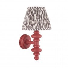 pink wall light with grey ripple tapered shade
