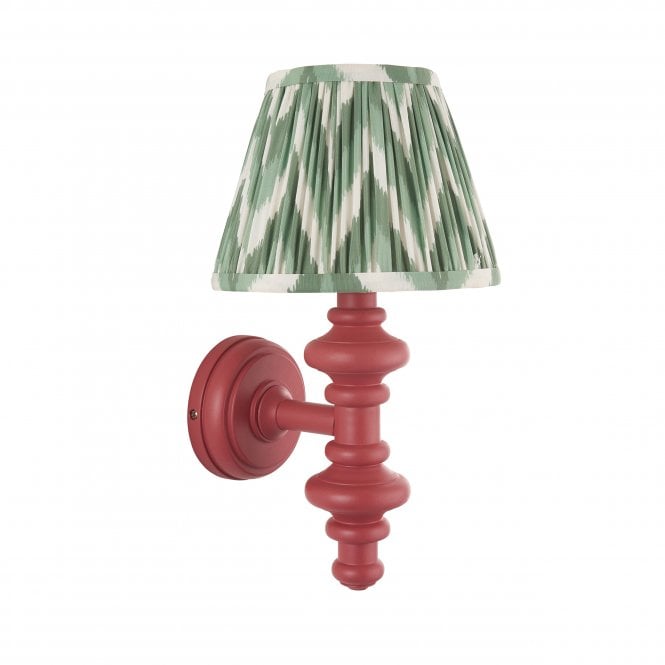 Carnaby Pink Clay Wall Light with Zigzag Shade in Cotswold Green