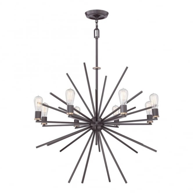CARNEGIE industrial vintage style 8lt chandelier pendant in a bronze finish