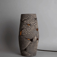 CARYA Ceramic Table Lamp Rustic Luminaire, Black Clay