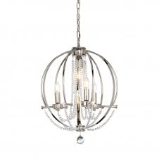 CASSIE 4 Light Chandelier Polished Nickel Plated