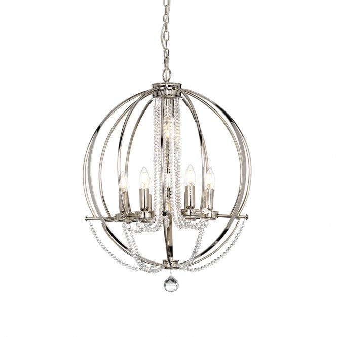 CASSIE 7 Light Chandelier Polished Nickel Plated