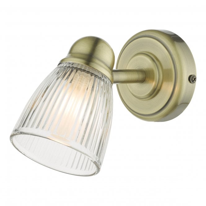 CEDRIC Bathroom Single Spotlight - Antique Brass Glass IP44