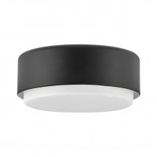 black flush ceiling light with etched opal glass