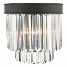 CELEUS 2 Light Wall Light in Anthracite with Faceted Crystal