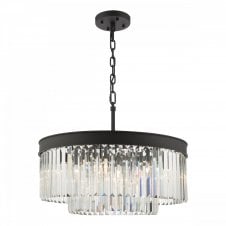 CELEUS Drum Chandelier in Anthracite with Bagette Cut Crystals
