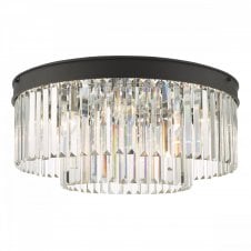 CELEUS Flush Chandelier for Low Ceilings in Matt Anthracite with Crystals