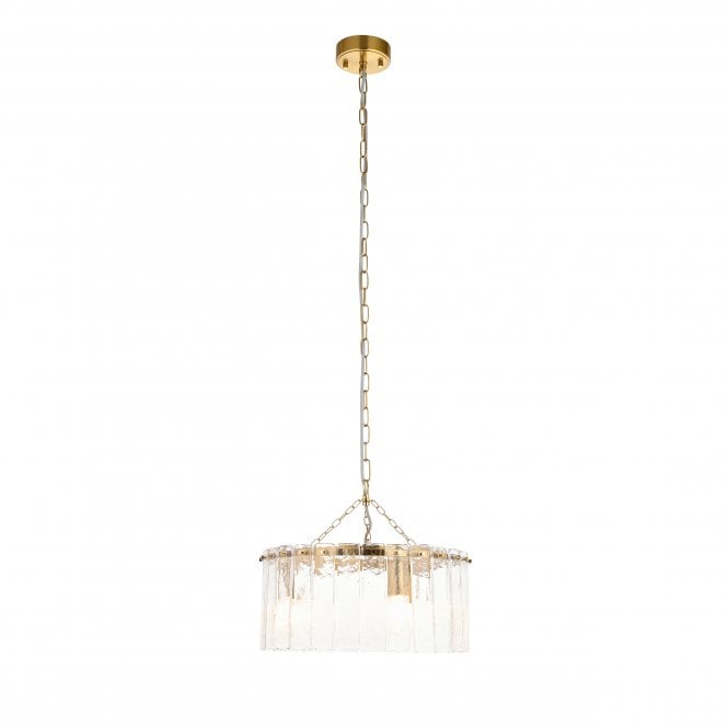 Celia Brushed Brass and Textured Glass 3 Light Pendant