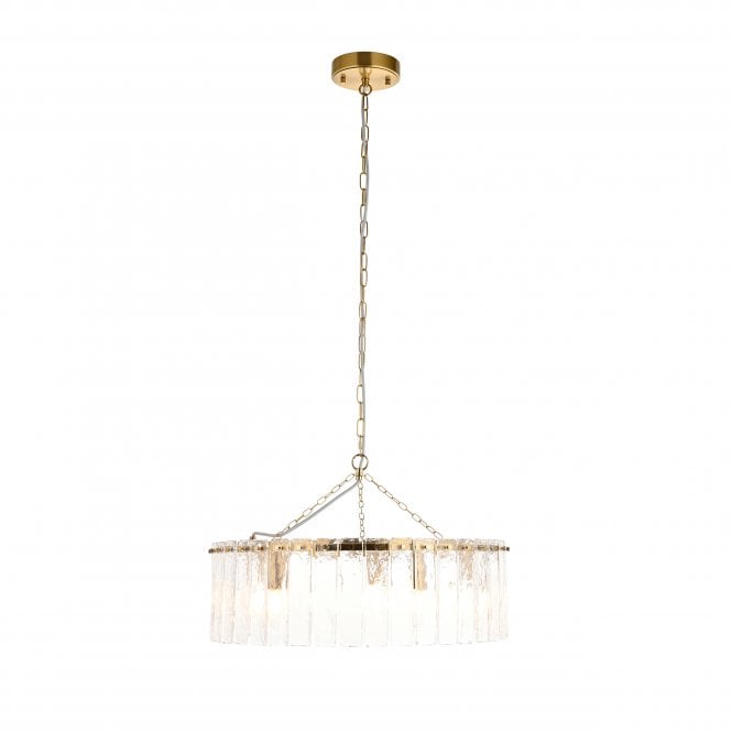 Celia Brushed Brass and Textured Glass 5 Light Pendant