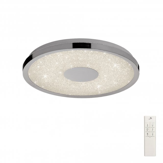 CENTARA Flush 38cm Round 18W LED  Remote Control Chrome