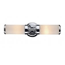 Double Bathroom Wall Light Chrome Opal Glass