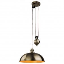 CENTURY rise and fall antique brass ceiling pendant