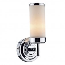 Single Bathroom Light Polished Chrome Opal Glass