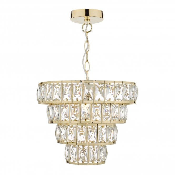 CERYS chandelier tier gold and crystal ceiling pendant light