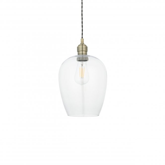 CHALICE Ceiling Pendant in Antique Brass with Clear Glass