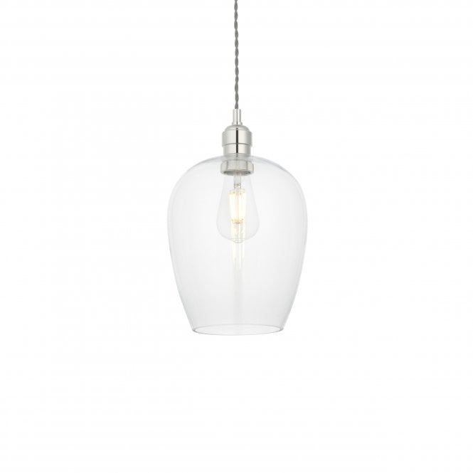 CHALICE Ceiling Pendant in Bright nickel plate with clear glass