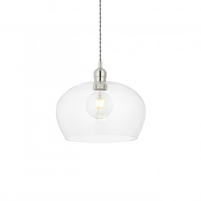 CHALICE Ceiling Pendant in Bright Nickel with Clear Glass