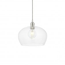 CHALICE Ceiling Pendant in Bright Nickel with Clear Glass