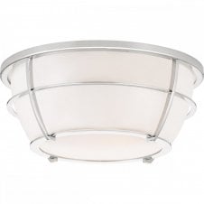 CHANCE 2 light flush fit polished chrome and opal glass bathroom ceiling light