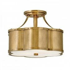 CHANCE 2 Light Semi-flush Mount in Brass with Opal Glass