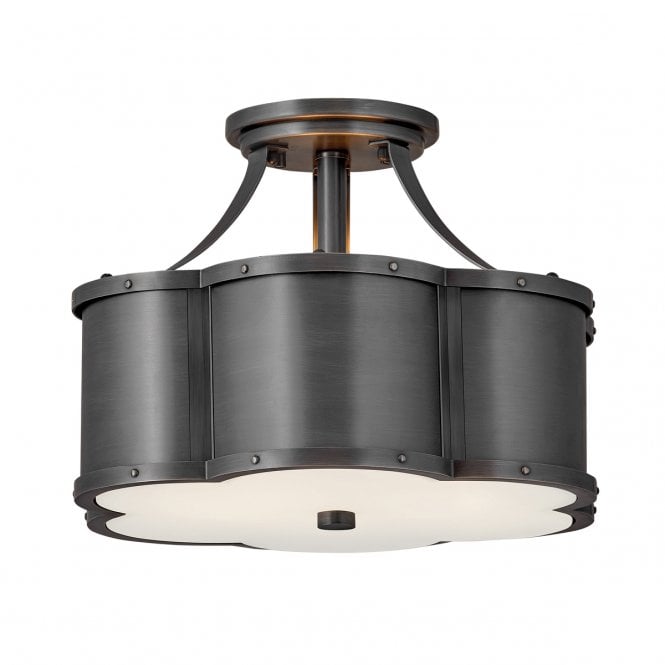 CHANCE 2 Light Semi-flush Mount in Matte Black with Opal Glass