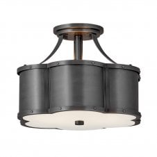 CHANCE 2 Light Semi-flush Mount in Matte Black with Opal Glass