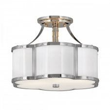 CHANCE 2 Light Semi-flush Mount in Polished Nickel with Opal Glass