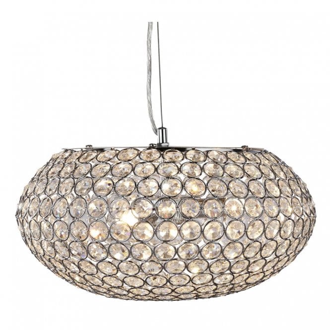 CHANTILLY chrome ceiling pendant with crystal button shade