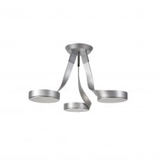 CHARLIE modern LED semi flush 3 light ceiling light in silver finish with 3 year warranty
