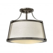 contemporary antique nickel ceiling light with textured shade