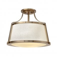 contemporary brass ceiling light with textured shade