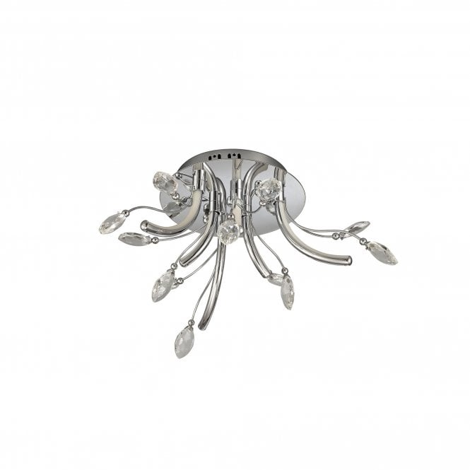 CHARLOTTE LED chrome and crystal glass ceiling light with 3 year warranty