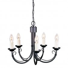 5 Light Traditional Candle Chandelier Black