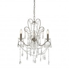 CHATEAU 3 Light Chandelier in Aged Silver with Crystal Glass