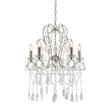 CHATEAU 5 Light Chandelier in Aged Silver with Crystal Glass