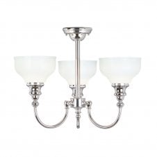 Bathroom Chandelier in Chrome with Frosted Glass Shades