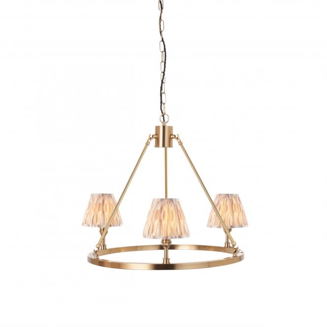 Chester 3 Light Ceiling Pendant with Ikat Shades In Neutral
