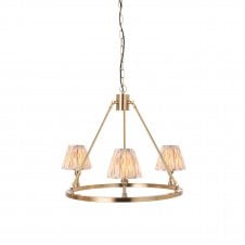 brass circular ceiling light with ikat pattern neutral shades