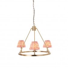 brass circular ceiling light with coral ripple pattern shades
