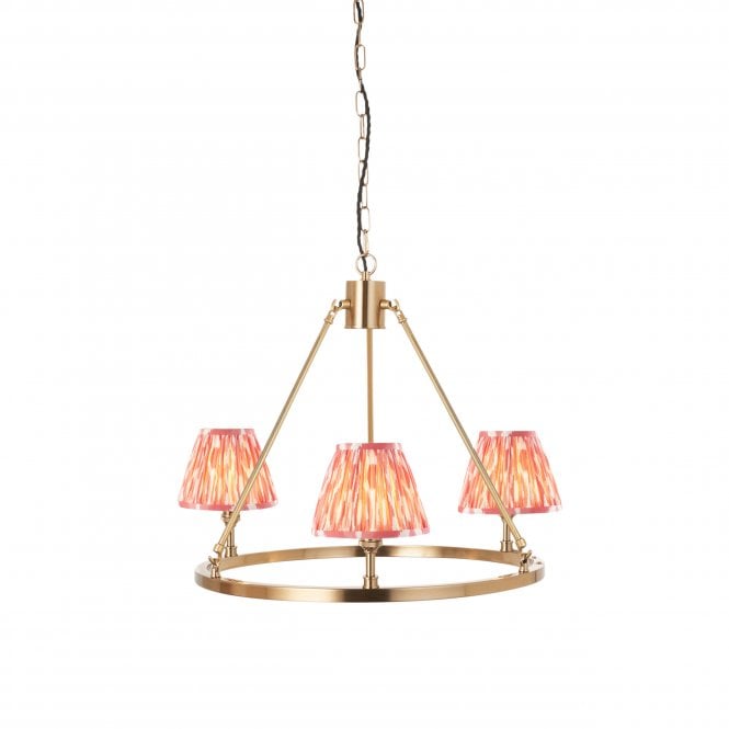 Chester 3 Light Pendant with Ikat Shades in Coral Pink