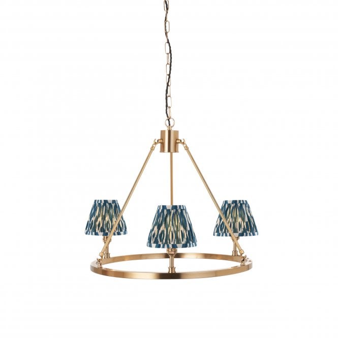 Chester 3 Light Pendant With Ikat Shades In Marlin Blue